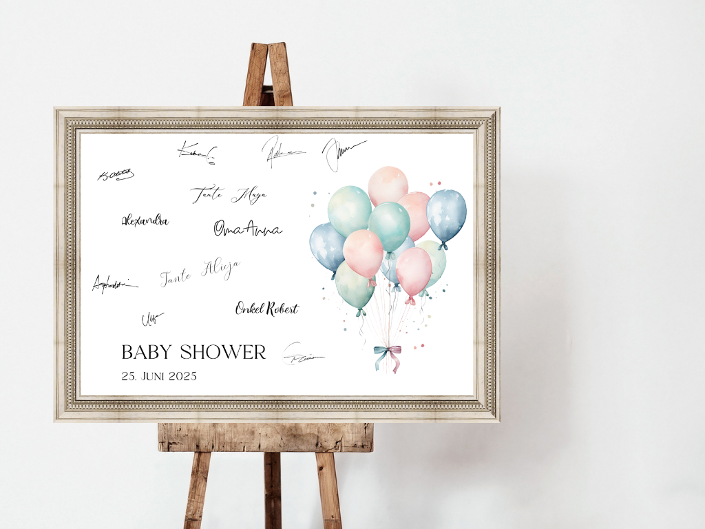 Gästebuch Alternativen für Baby Shower Leinwand, Poster - Balloons Jonas