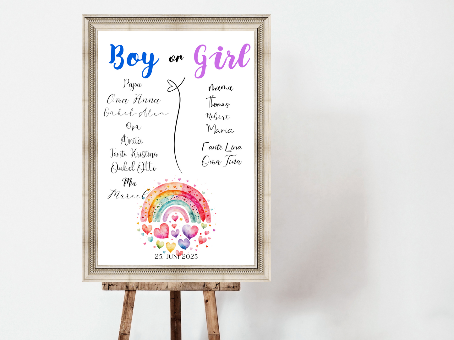 Baby Shower ,Geschlechtsenthüllung Spiel- Mädchen Oder Junge, Geben Sie Ihre Stimme Ab - Leinwand , Poster