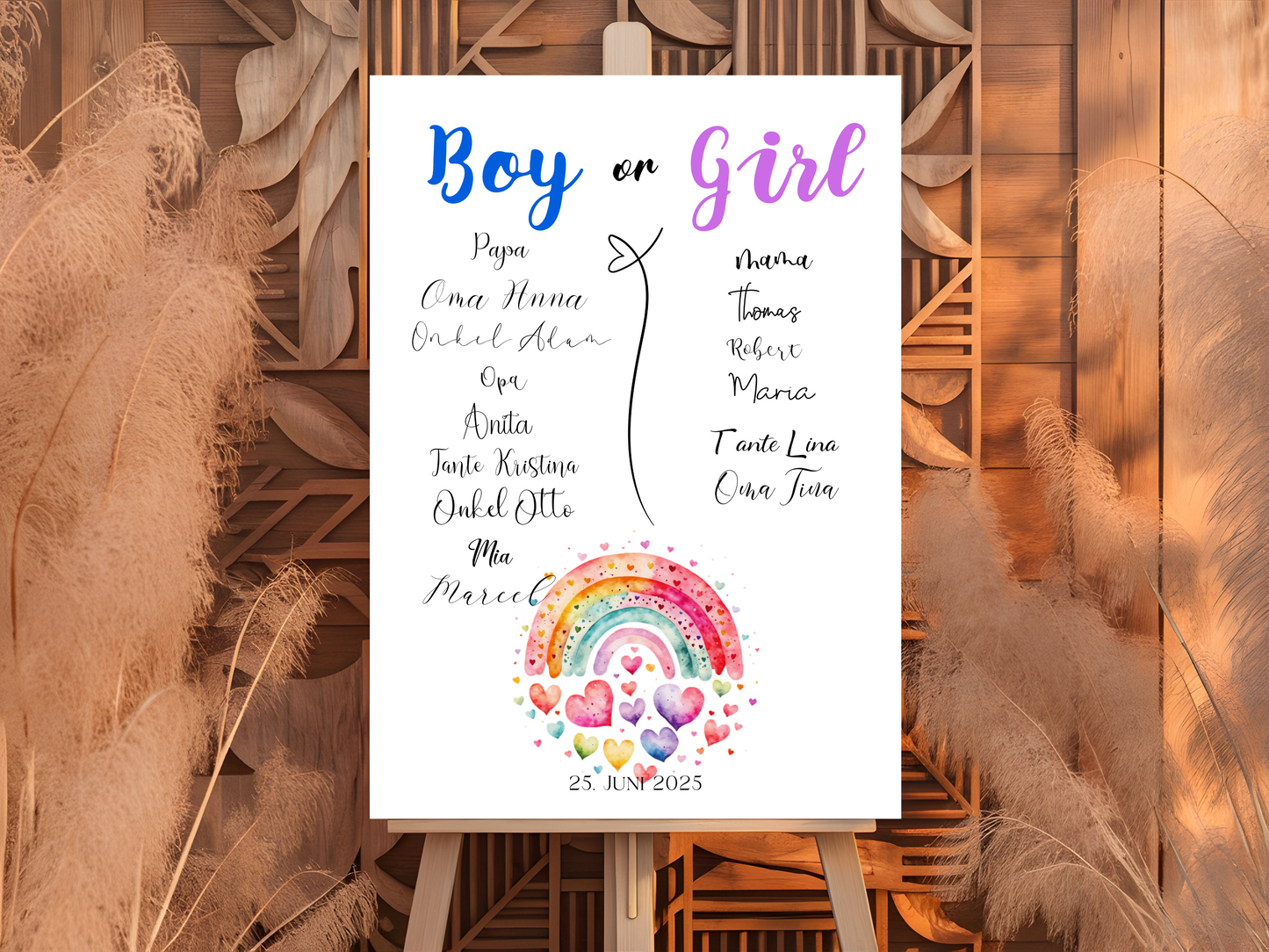 Baby Shower ,Geschlechtsenthüllung Spiel- Mädchen Oder Junge, Geben Sie Ihre Stimme Ab - Leinwand , Poster
