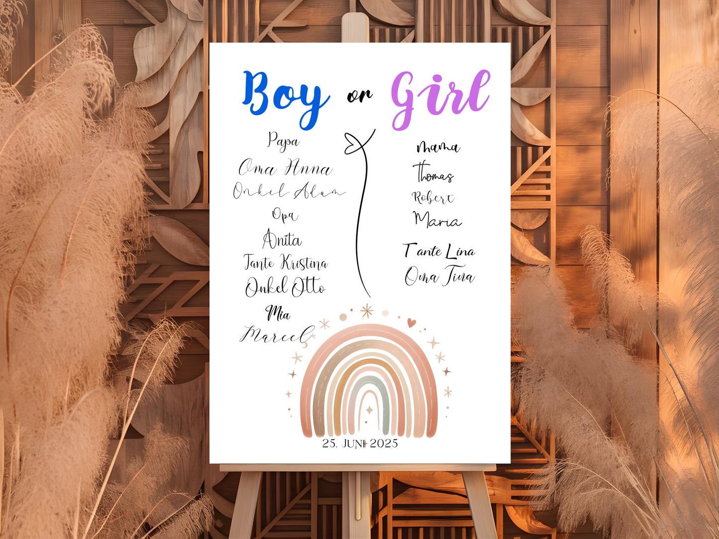 Baby Shower ,Geschlechtsenthüllung Spiel- Mädchen Oder Junge, Geben Sie Ihre Stimme Ab - Leinwand , Poster