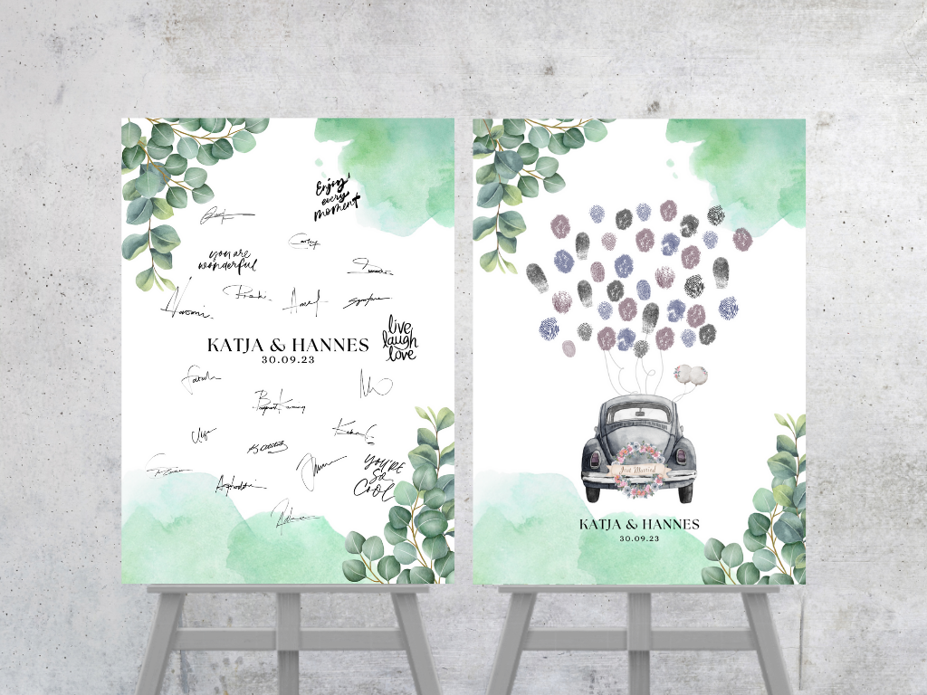 Gästebuch Alternativen für Hochzeit Leinwand, Poster . Eukalyptus Vintage SARAH