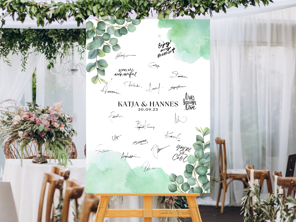 Gästebuch Alternativen für Hochzeit Leinwand, Poster . Eukalyptus Vintage SARAH