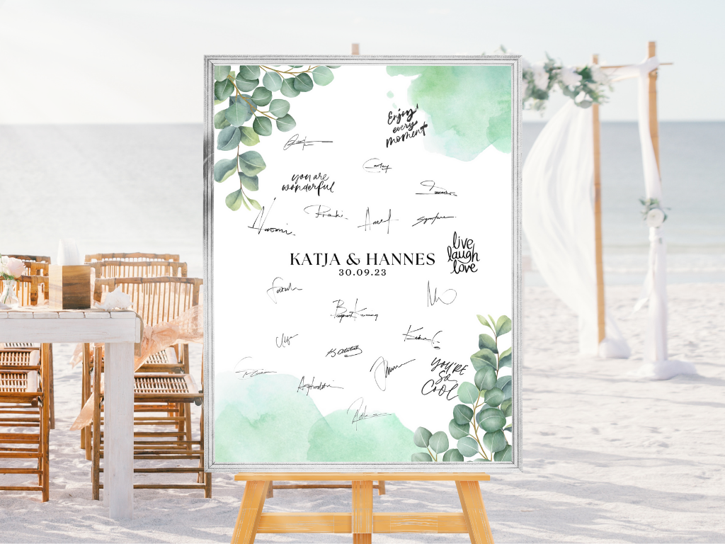 Gästebuch Alternativen für Hochzeit Leinwand, Poster . Eukalyptus Vintage SARAH