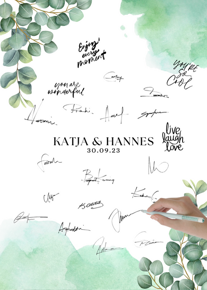 Gästebuch Alternativen für Hochzeit Leinwand, Poster . Eukalyptus Vintage SARAH