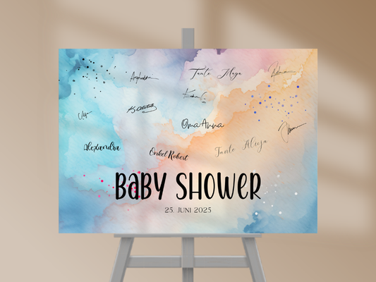 Gästebuch Alternativen für Baby Shower Leinwand, Poster  - Blau , Rosa Luka