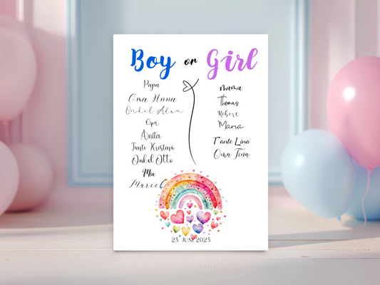 Baby Shower ,Geschlechtsenthüllung Spiel- Mädchen Oder Junge, Geben Sie Ihre Stimme Ab - Leinwand , Poster