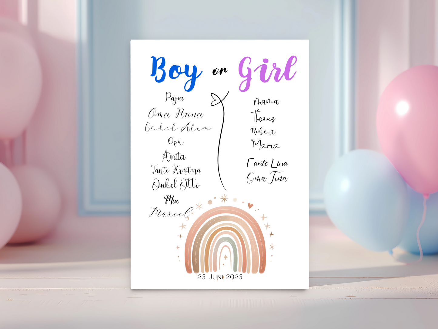 Baby Shower ,Geschlechtsenthüllung Spiel- Mädchen Oder Junge, Geben Sie Ihre Stimme Ab - Leinwand , Poster
