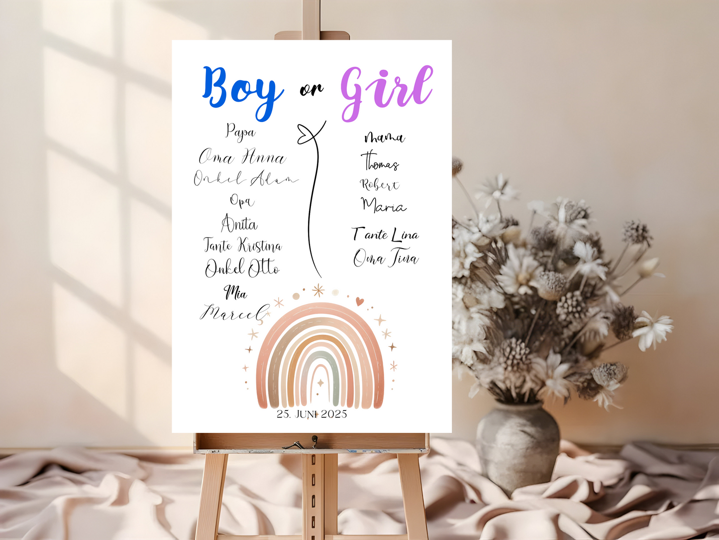 Baby Shower ,Geschlechtsenthüllung Spiel- Mädchen Oder Junge, Geben Sie Ihre Stimme Ab - Leinwand , Poster