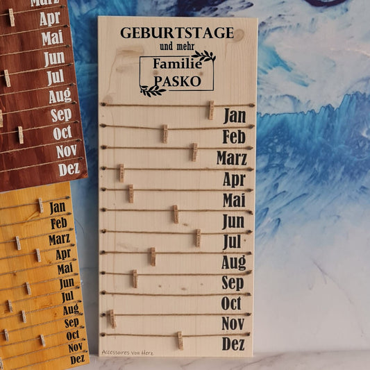 Geburtstagskalender in 3 Farbe aus Holz ,personalisiert. Geburtstagsgeschenk, Weihnachtsgeschenk, Geburtstagsplaner, Hochzeitsgeschenk