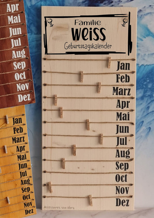 Geburtstagskalender in 3 Farbe aus Holz ,personalisiert. Geburtstagsgeschenk, Weihnachtsgeschenk, Geburtstagsplaner, Hochzeitsgeschenk