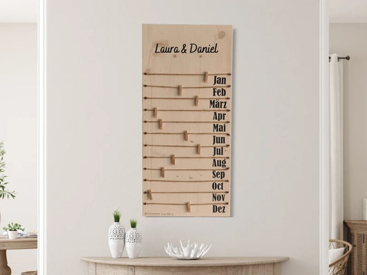 Geburtstagskalender in 3 Farbe aus Holz ,personalisiert. Geburtstagsgeschenk, Weihnachtsgeschenk, Geburtstagsplaner, Hochzeitsgeschenk